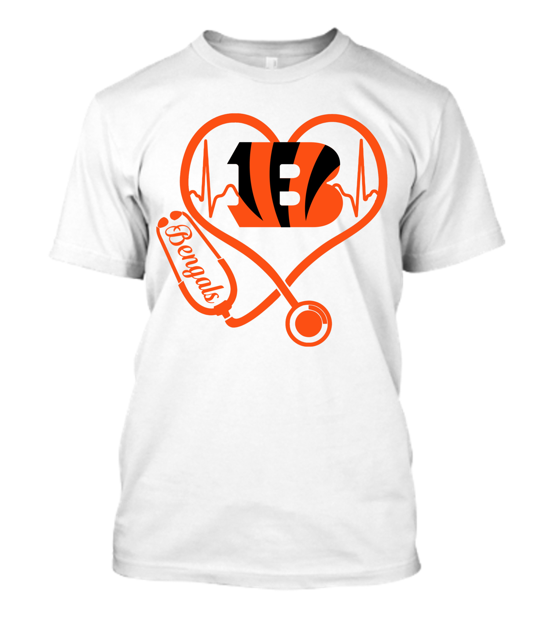 Nurse Heart Cincinnati Bengals Stethoscope Love 13 T-Shirt