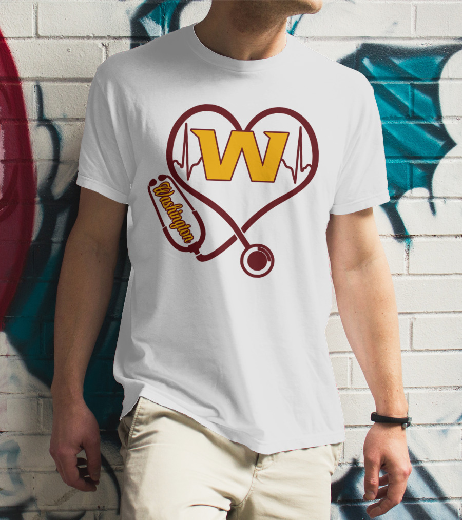 Washington Nurse Love Heartbeat Stethoscope W T-Shirt