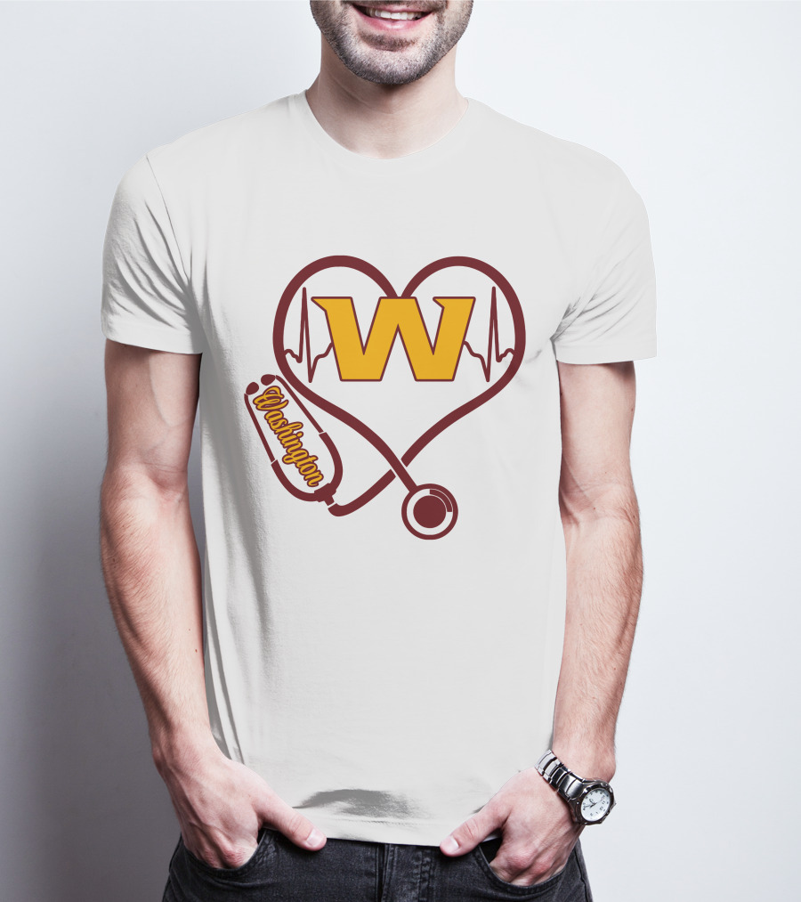 Washington Nurse Love Heartbeat Stethoscope W T-Shirt