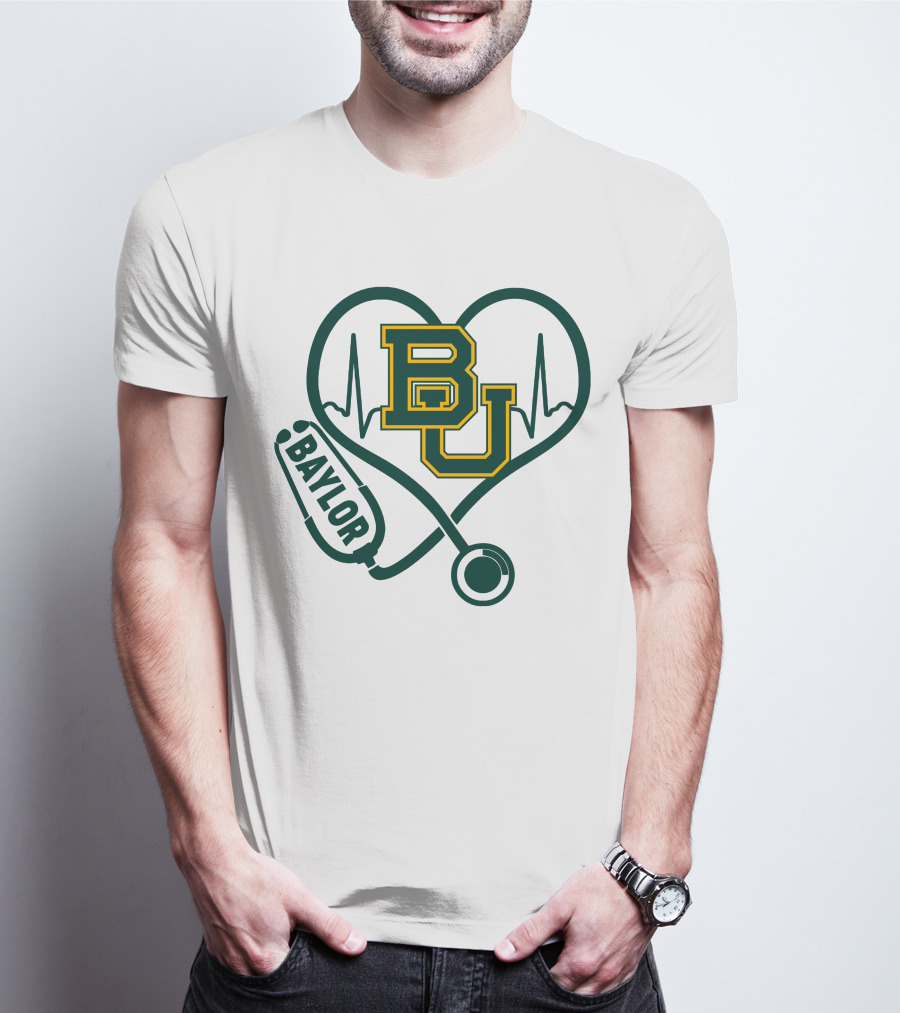 Baylor Heartbeat Stethoscope BU T-Shirt