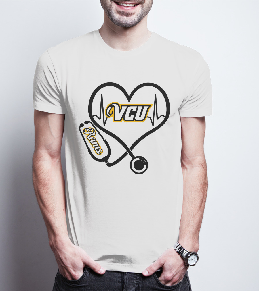 VCU Rams Nurse Heartbeat Stethoscope T-Shirt