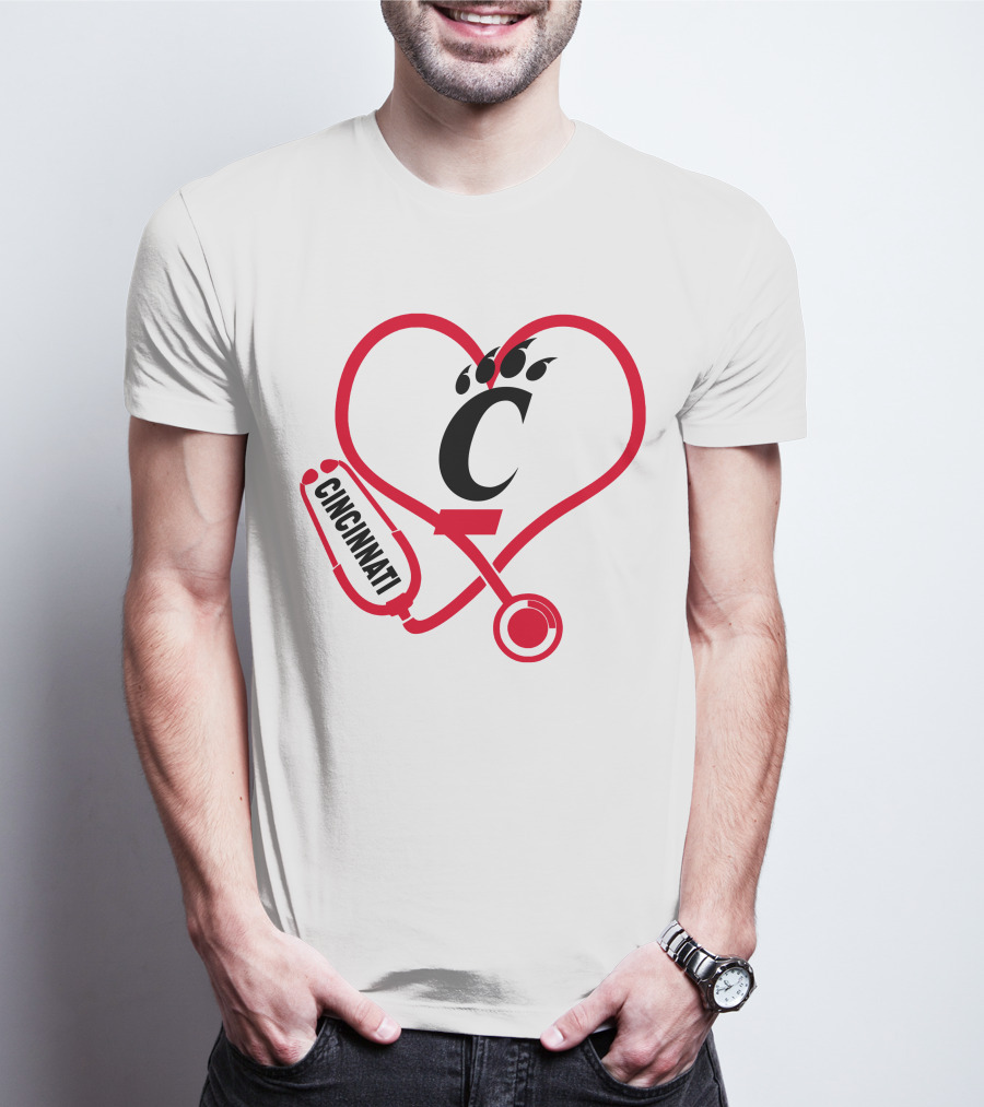 Cincinnati Bearcats Nurse Heart Stethoscope T-Shirt