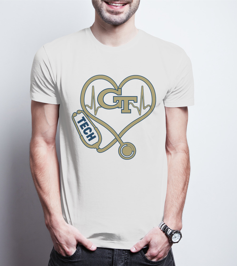GT Heart Stethoscope Tech Nurse Love Georgia Football T-Shirt