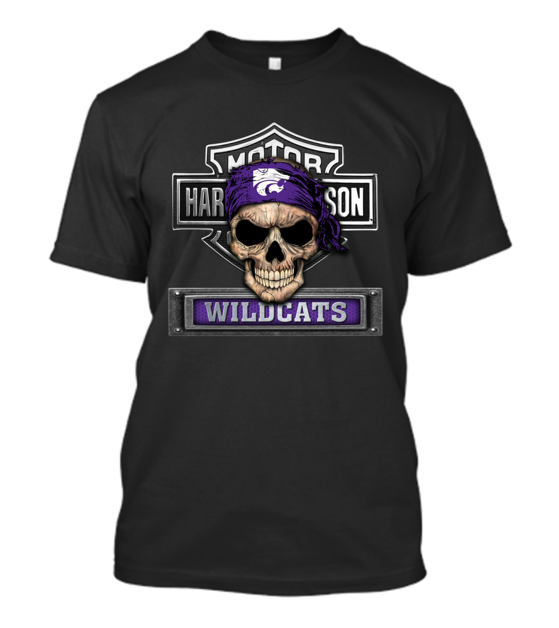 Harley Davidson Motorcycle Skull Kansas State Wildcats T-Shirt