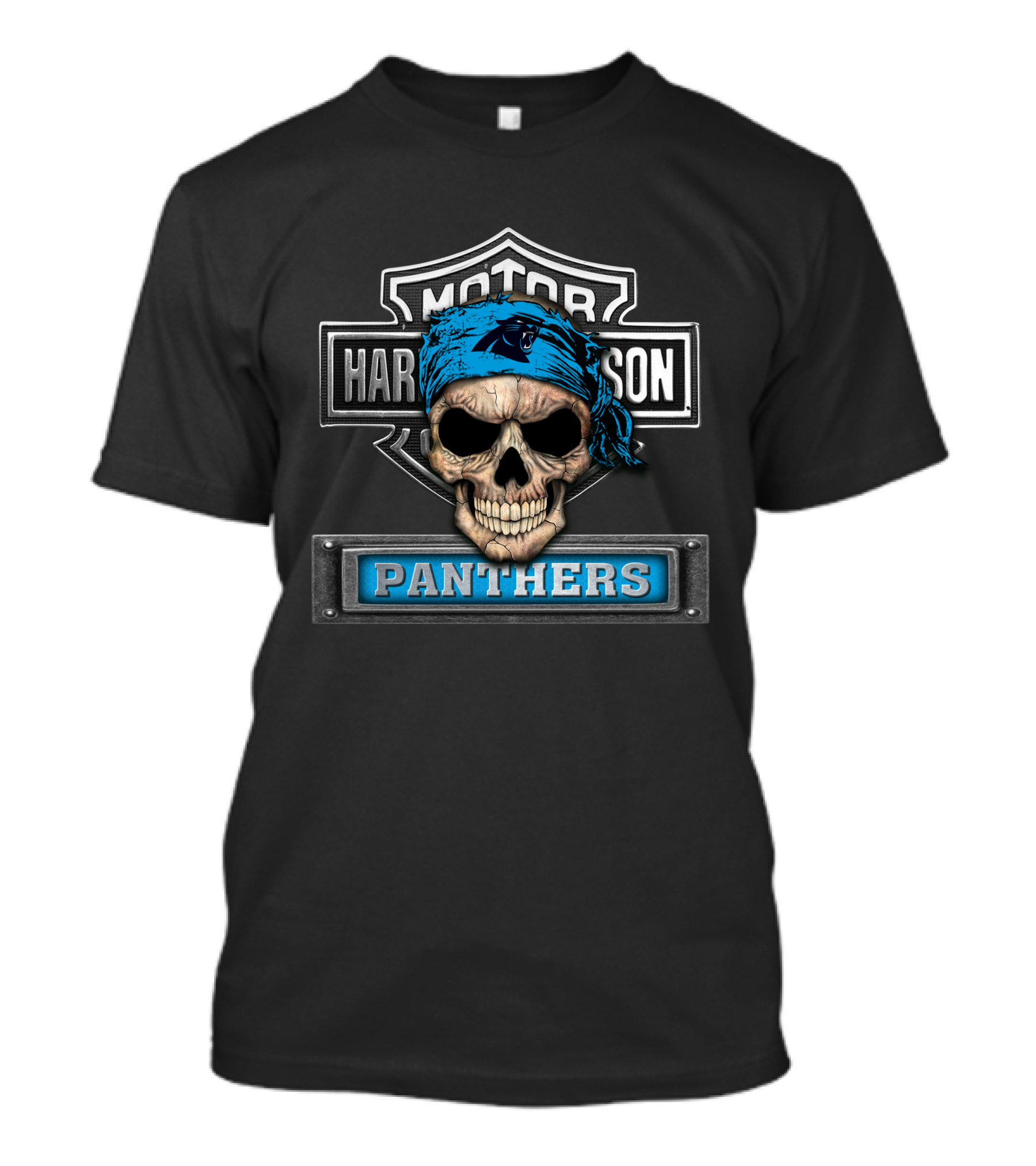 Harley Davidson Motorcycle Skull Nfl Carolina Panthers Logo T-Shirt