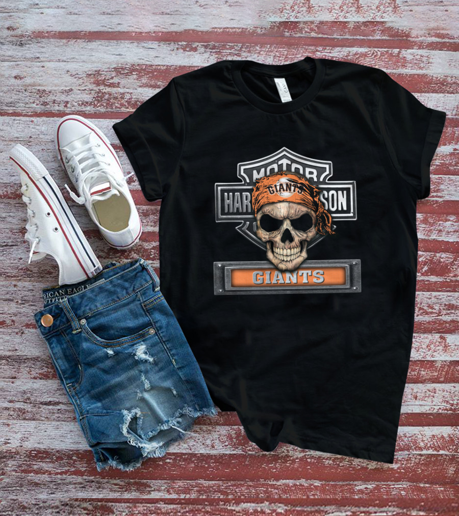 Harley Davidson Motorcycles Skull Bandana Giants Mlb San Francisco T-Shirt