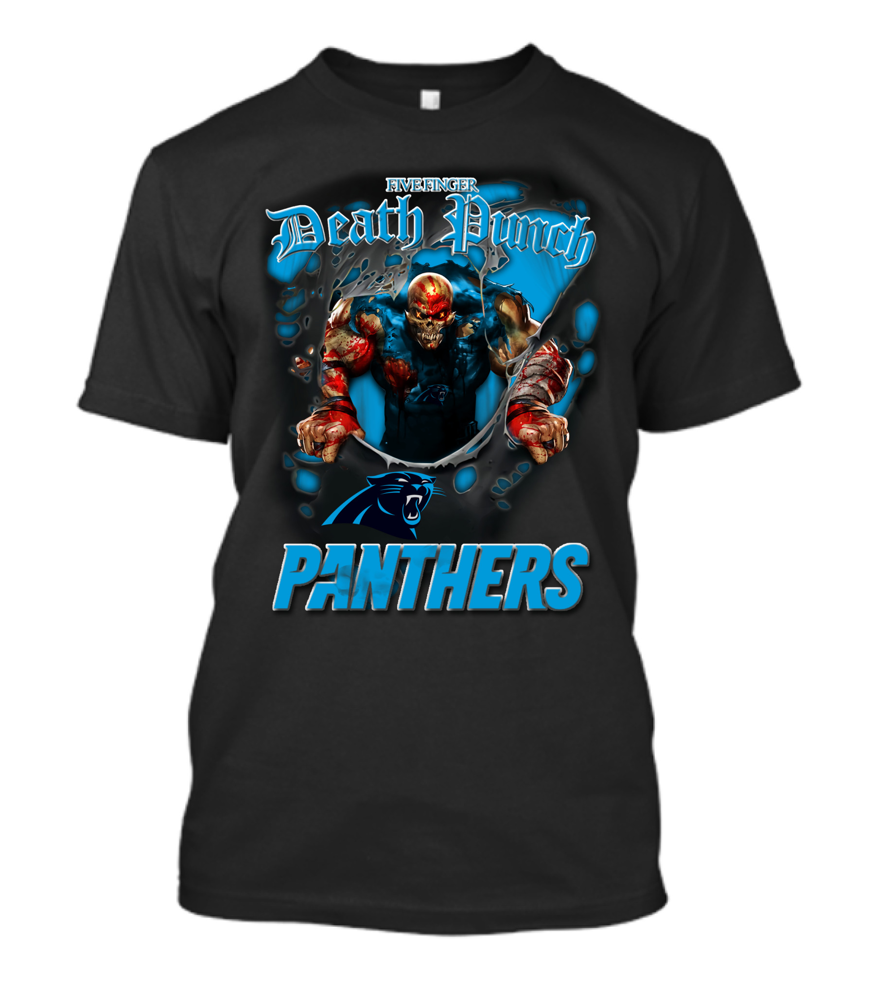 Five Finger Death Punch Panthers Harley Davidson Motorcycle Biker Nfl Carolina Panthers T-Shirt