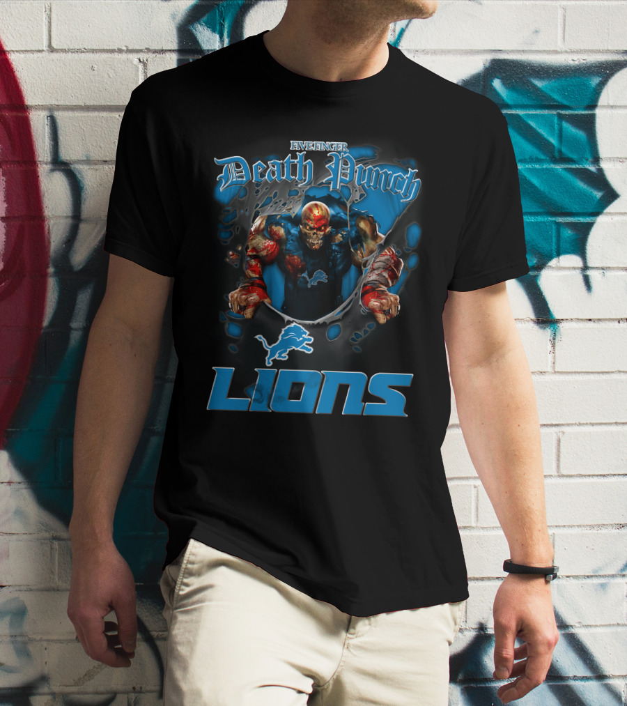 Five Finger Death Punch Detroit Lions Harley Davidson Biker Nfl T-Shirt