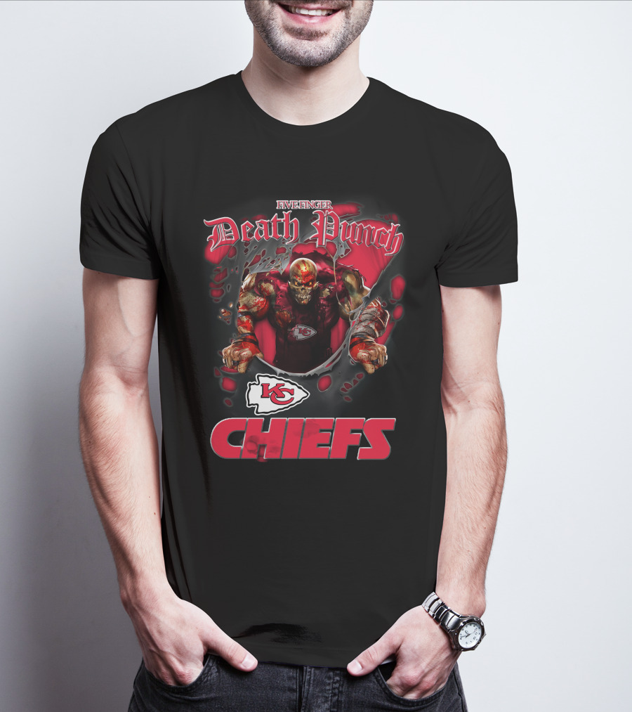 Harley Davidson Motorcycle Biker Five Finger Death Punch Nfl Kansas City Chiefs T-Shirt