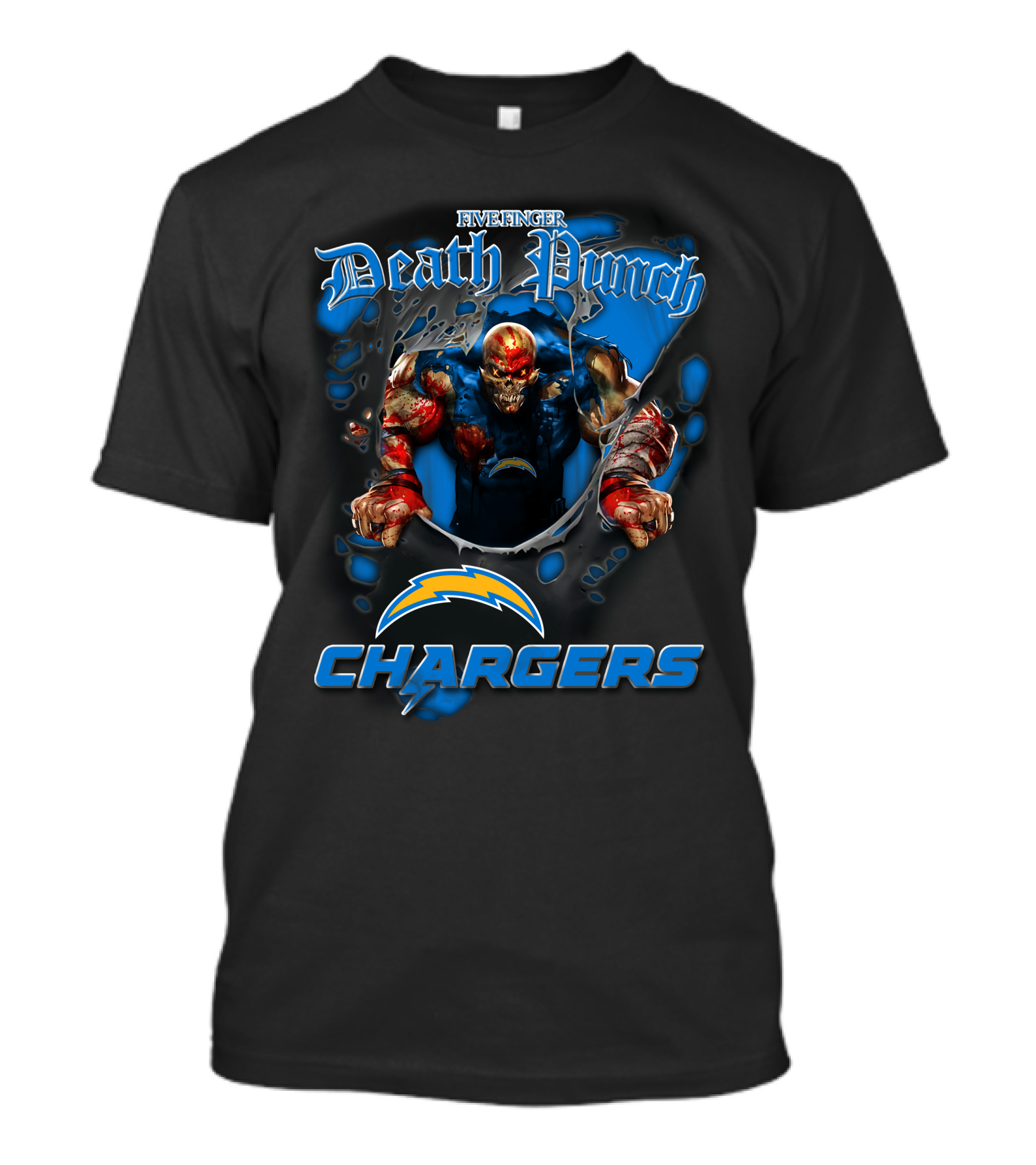 Five Finger Death Punch Los Angeles Chargers Harley Davidson Motorcycle Biker Nfl T-Shirt