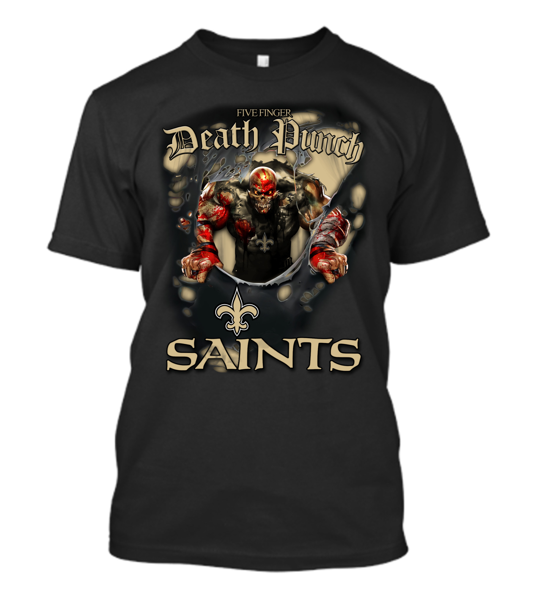Harley Davidson Motorcycle Biker Five Finger Death Punch Nfl New Orleans Saints T-Shirt