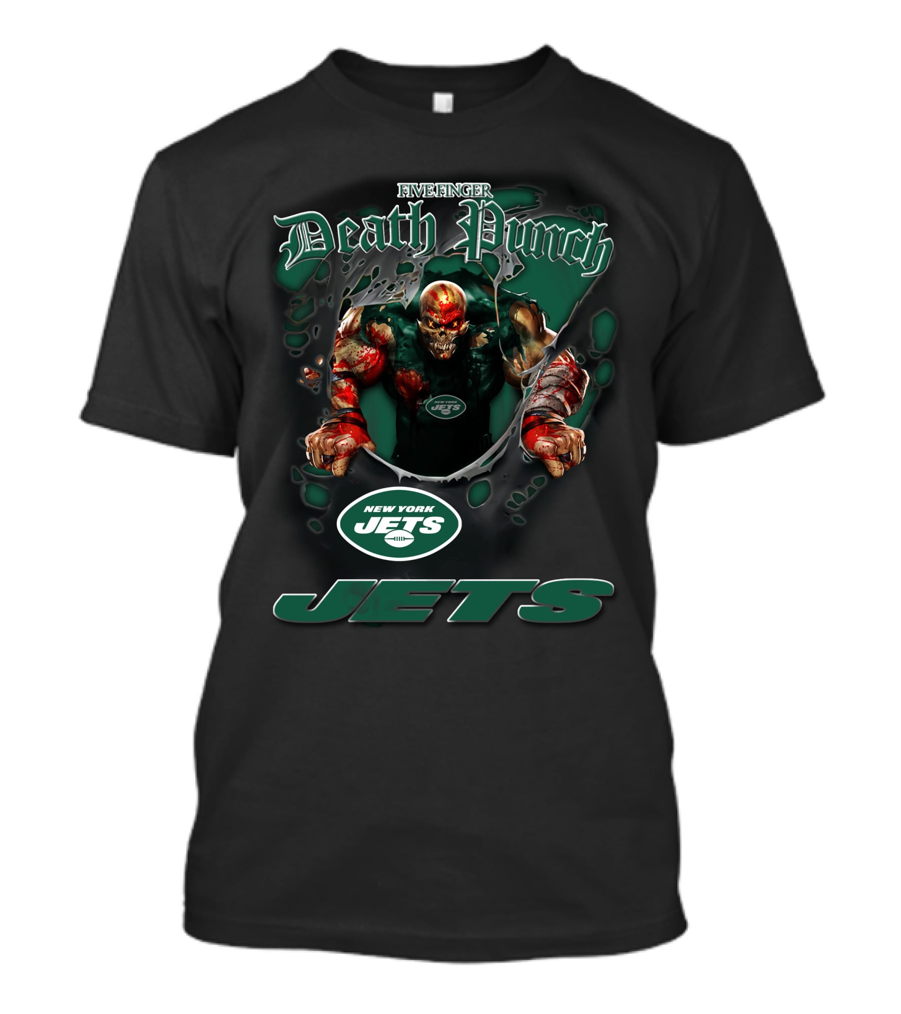 Five Finger Death Punch New York Jets Harley Davidson Motorcycle Biker Nfl T-Shirt
