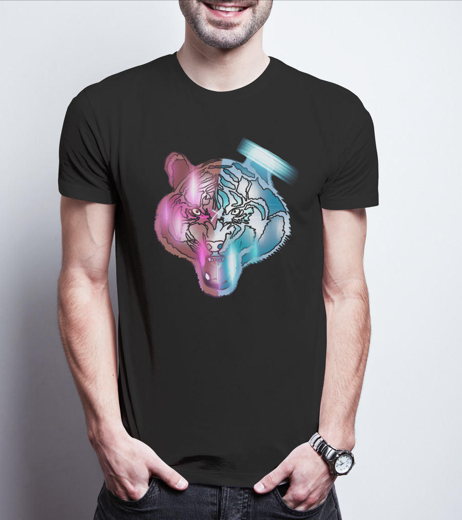 Big Cat Neon Dual-Tone Tiger Face T-Shirt