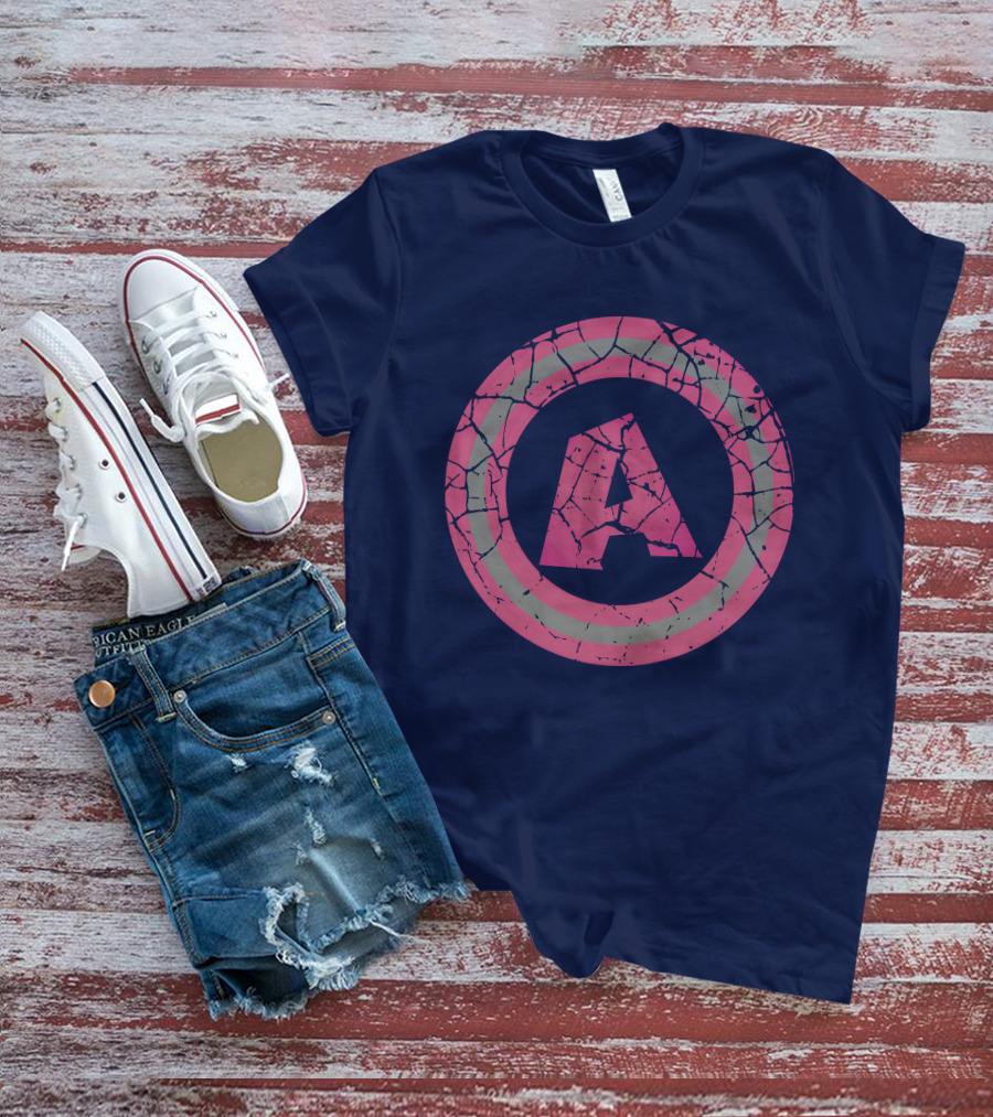 Cracked Pink And Grey Letter A With Circle T-Shirt