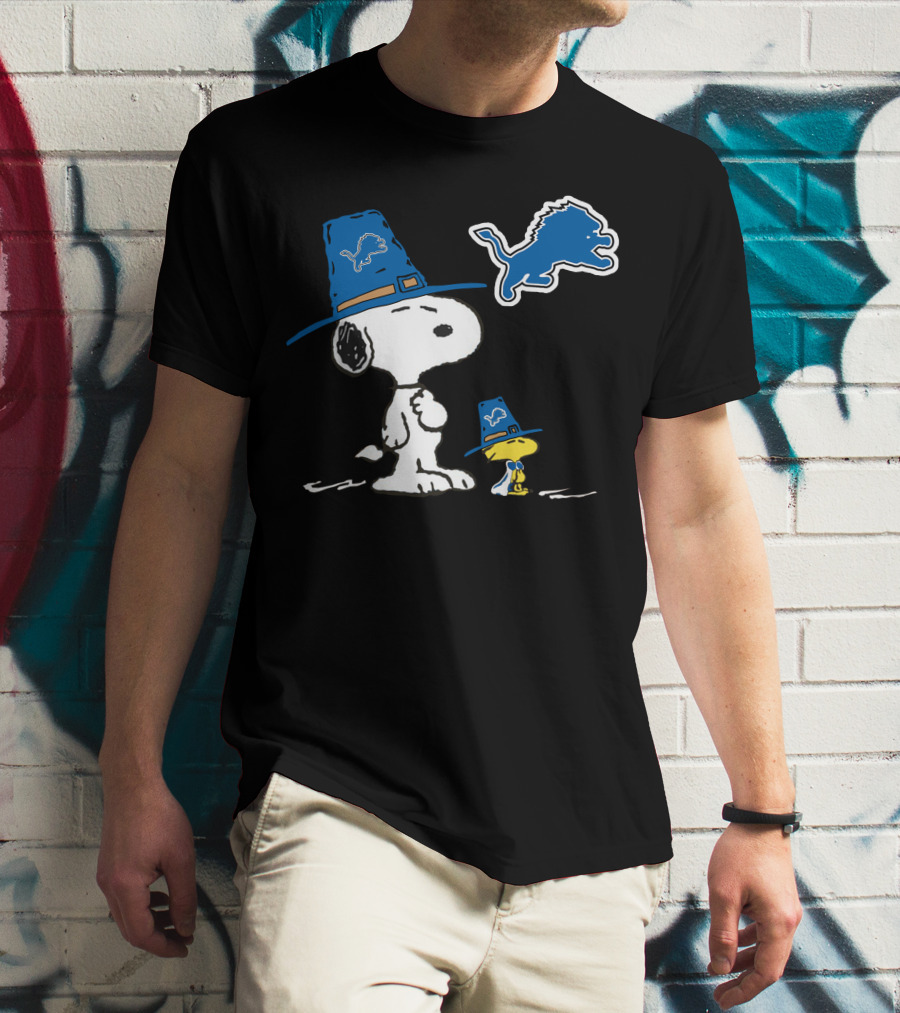 Detroit Lions Snoopy Woodstock Thanksgiving T-Shirt