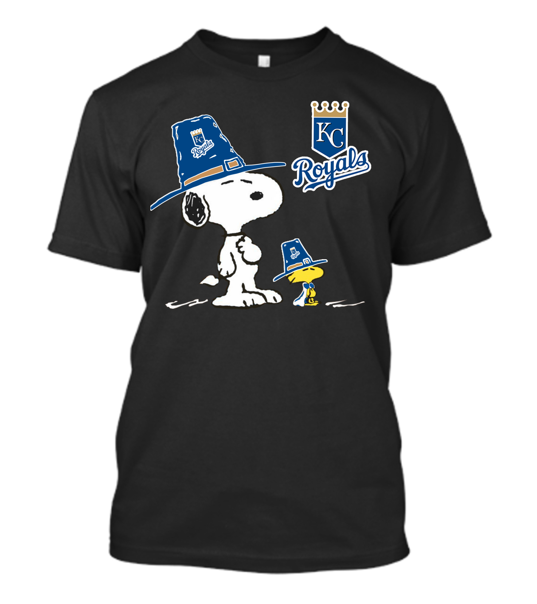 Kansas City Royals Snoopy And Woodstock Pilgrim Hat T-Shirt