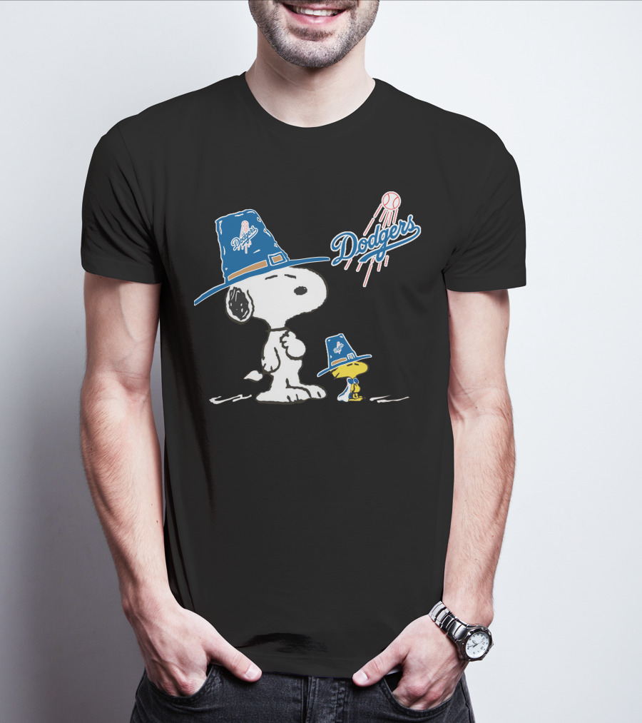 Los Angeles Dodgers Snoopy Woodstock Baseball Hat Peanuts T-Shirt