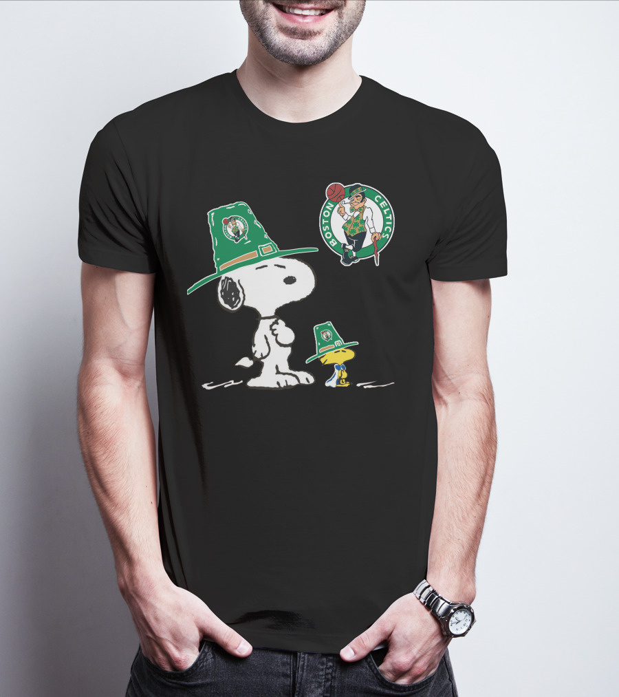 Boston Celtics Snoopy Woodstock Basketball T-Shirt
