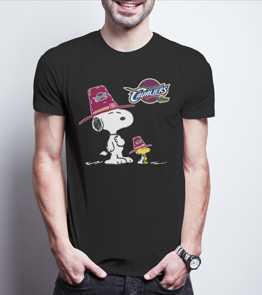 Cleveland Cavaliers Snoopy And Woodstock In Cavaliers Hats T-Shirt