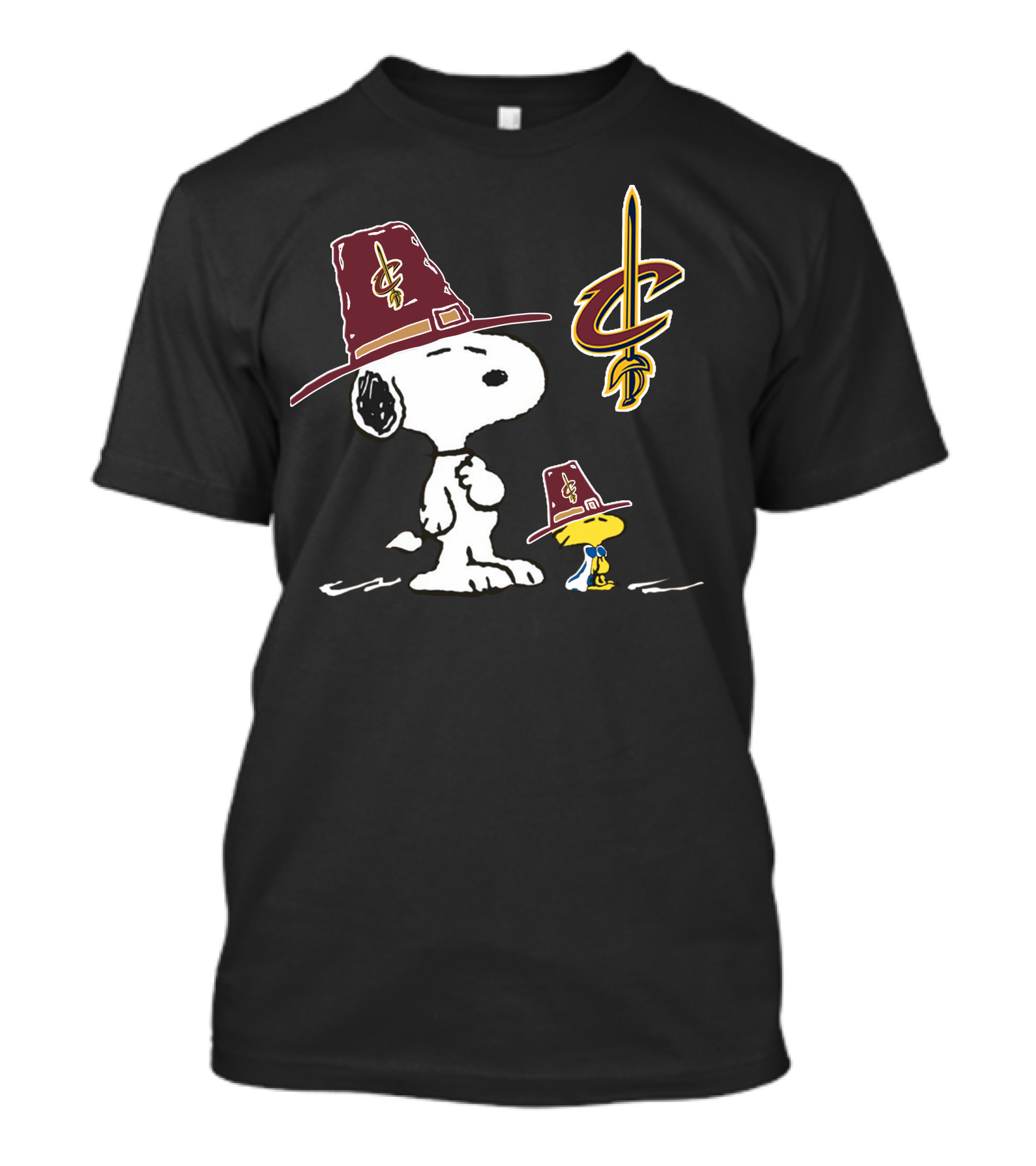 Cleveland Cavaliers Snoopy Woodstock Pilgrim Hats T-Shirt