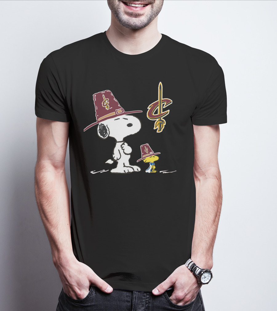 Cleveland Cavaliers Snoopy Woodstock Pilgrim Hats T-Shirt