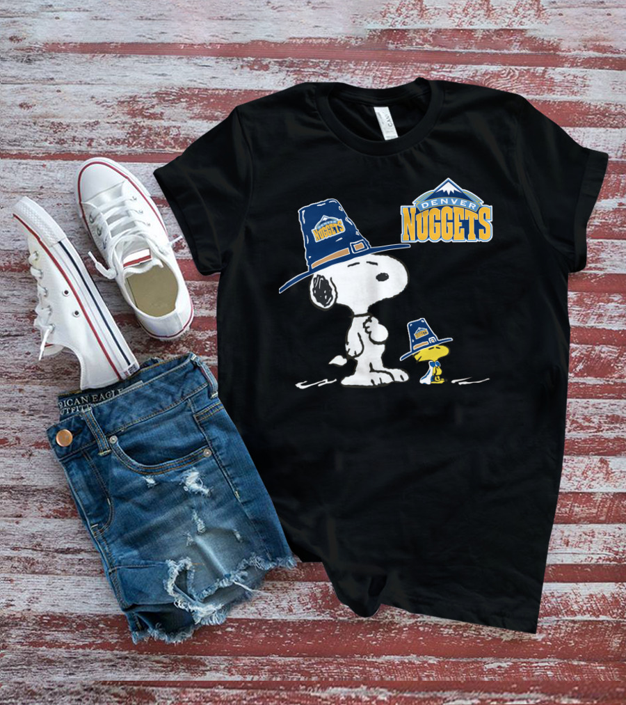 Denver Nuggets Snoopy And Woodstock With Pilgrim Hats T-Shirt