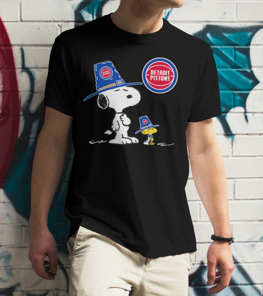 Detroit Pistons Snoopy And Woodstock With Basketball T-Shirt