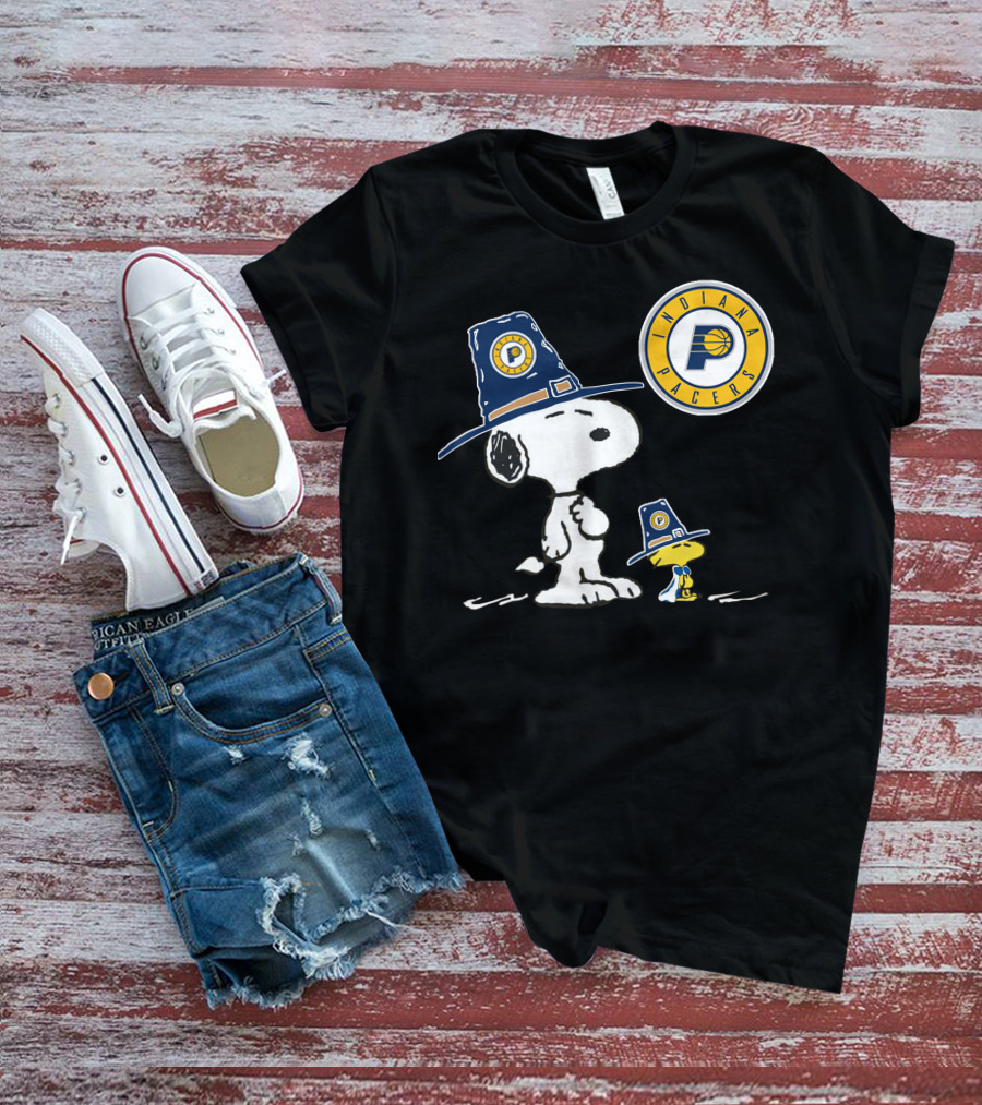 Indiana Pacers Snoopy And Woodstock In Team Hats T-Shirt
