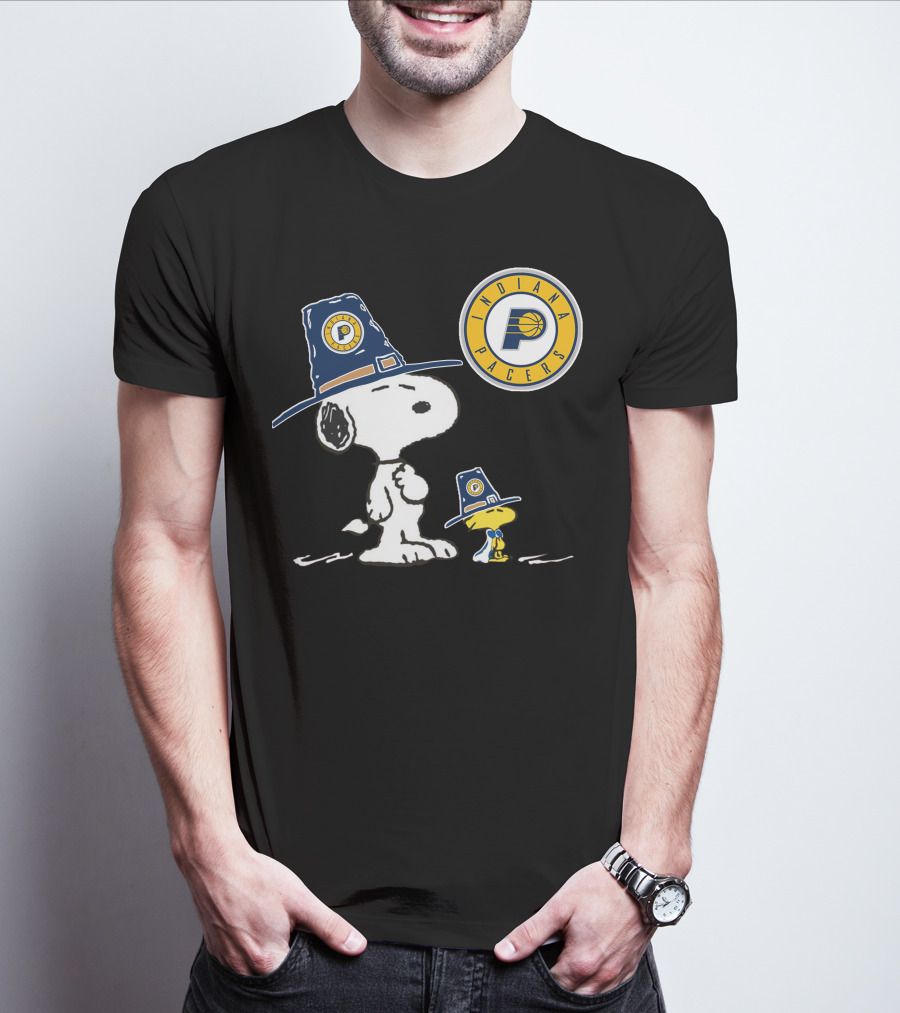 Indiana Pacers Snoopy And Woodstock In Team Hats T-Shirt
