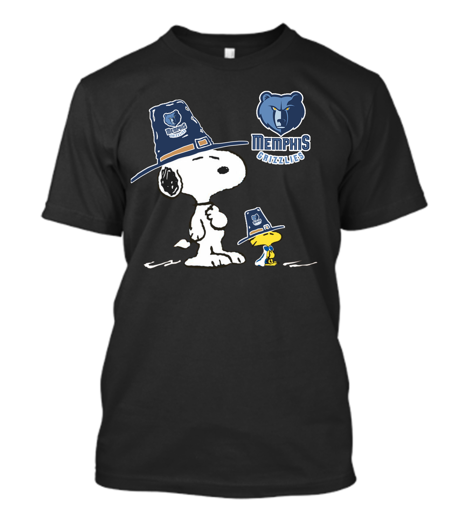 Memphis Grizzlies Snoopy And Woodstock Pilgrim Hats T-Shirt