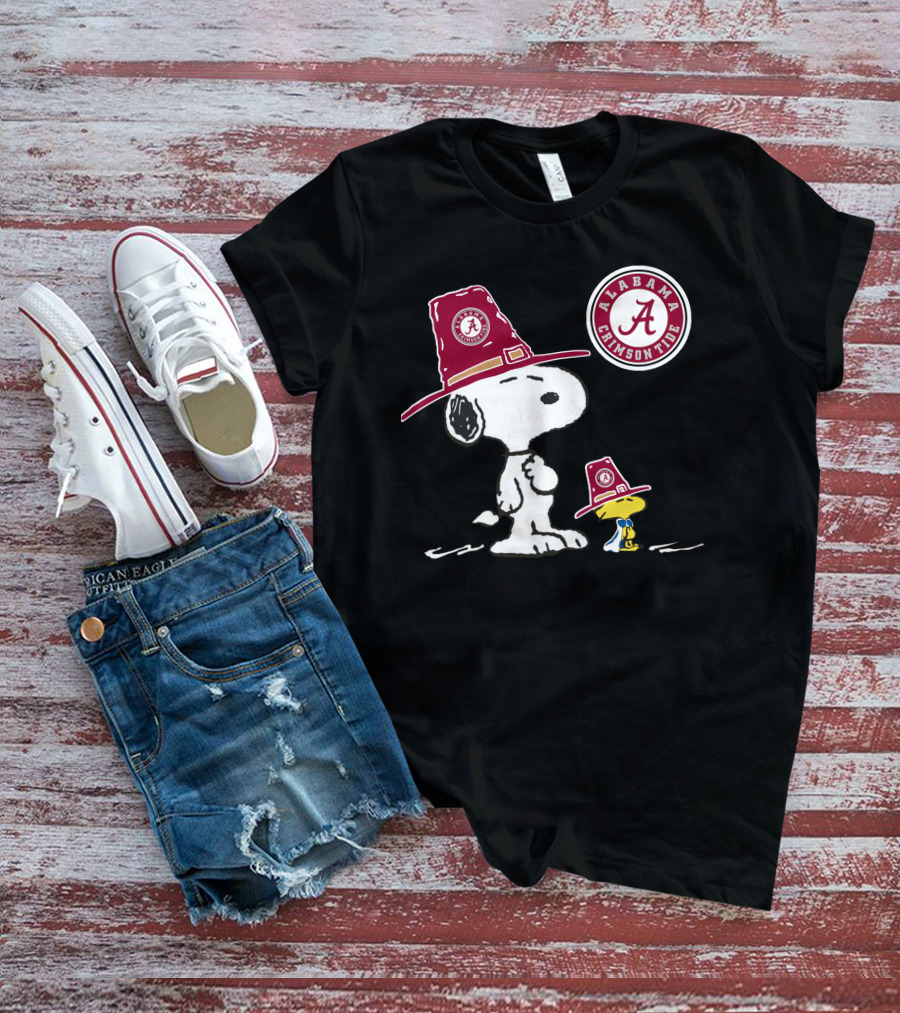 Alabama Crimson Tide Snoopy And Woodstock With Big Al Hats T-Shirt