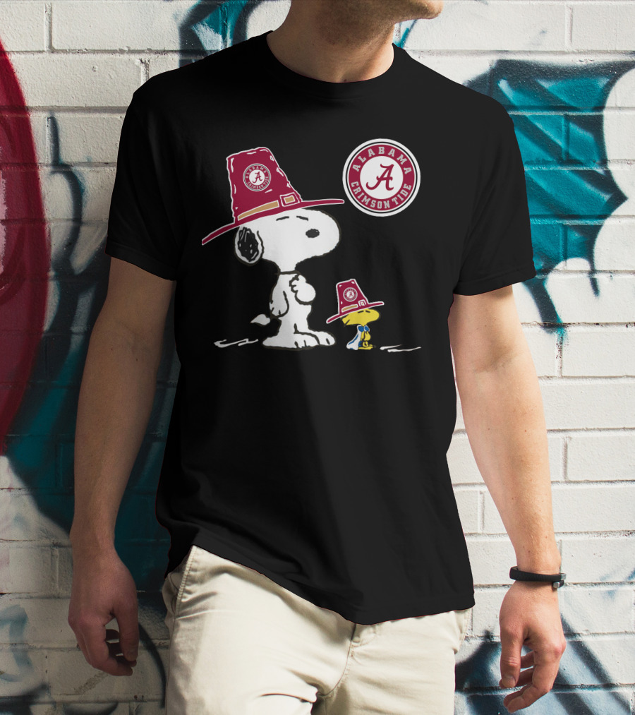 Alabama Crimson Tide Snoopy And Woodstock With Big Al Hats T-Shirt