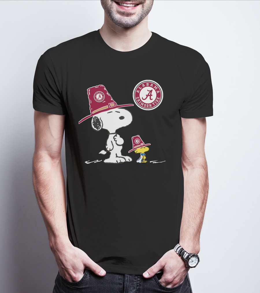 Alabama Crimson Tide Snoopy And Woodstock With Big Al Hats T-Shirt