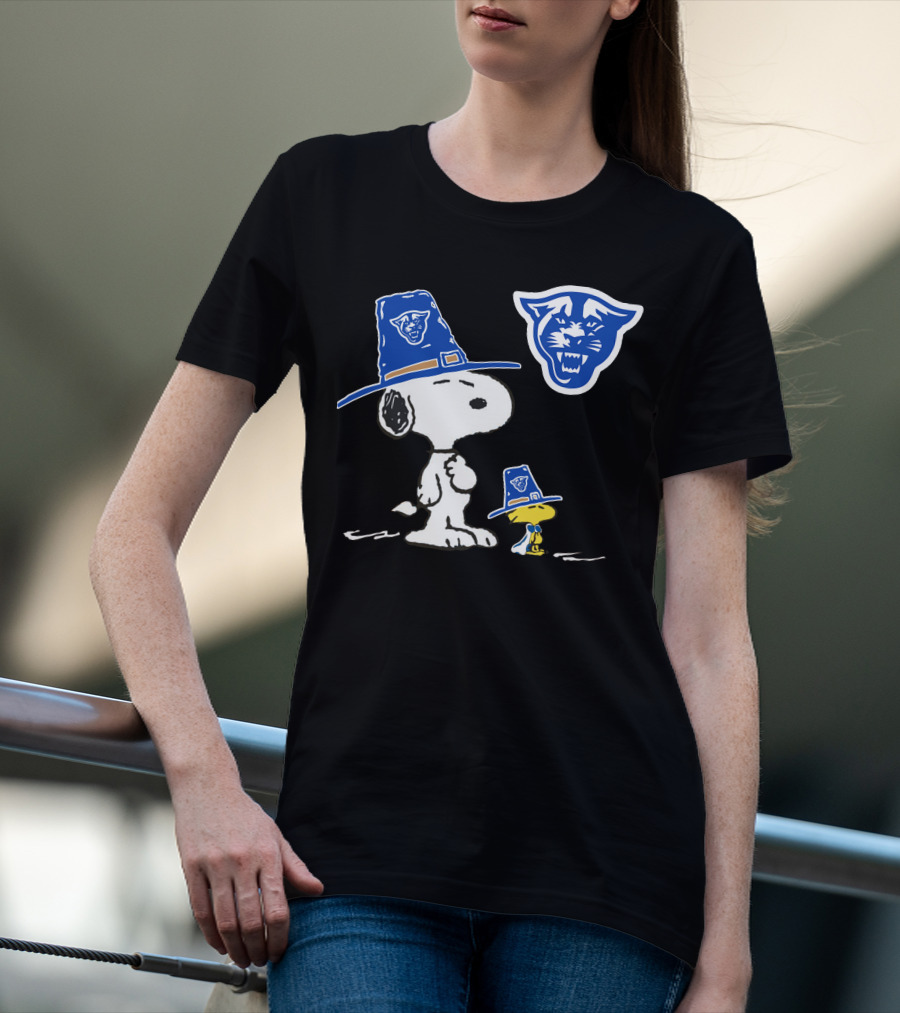 Georgia State Panthers Snoopy Woodstock Thanksgiving Pilgrim Hats T-Shirt
