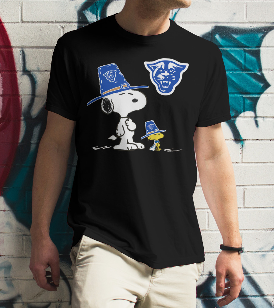 Georgia State Panthers Snoopy Woodstock Thanksgiving Pilgrim Hats T-Shirt