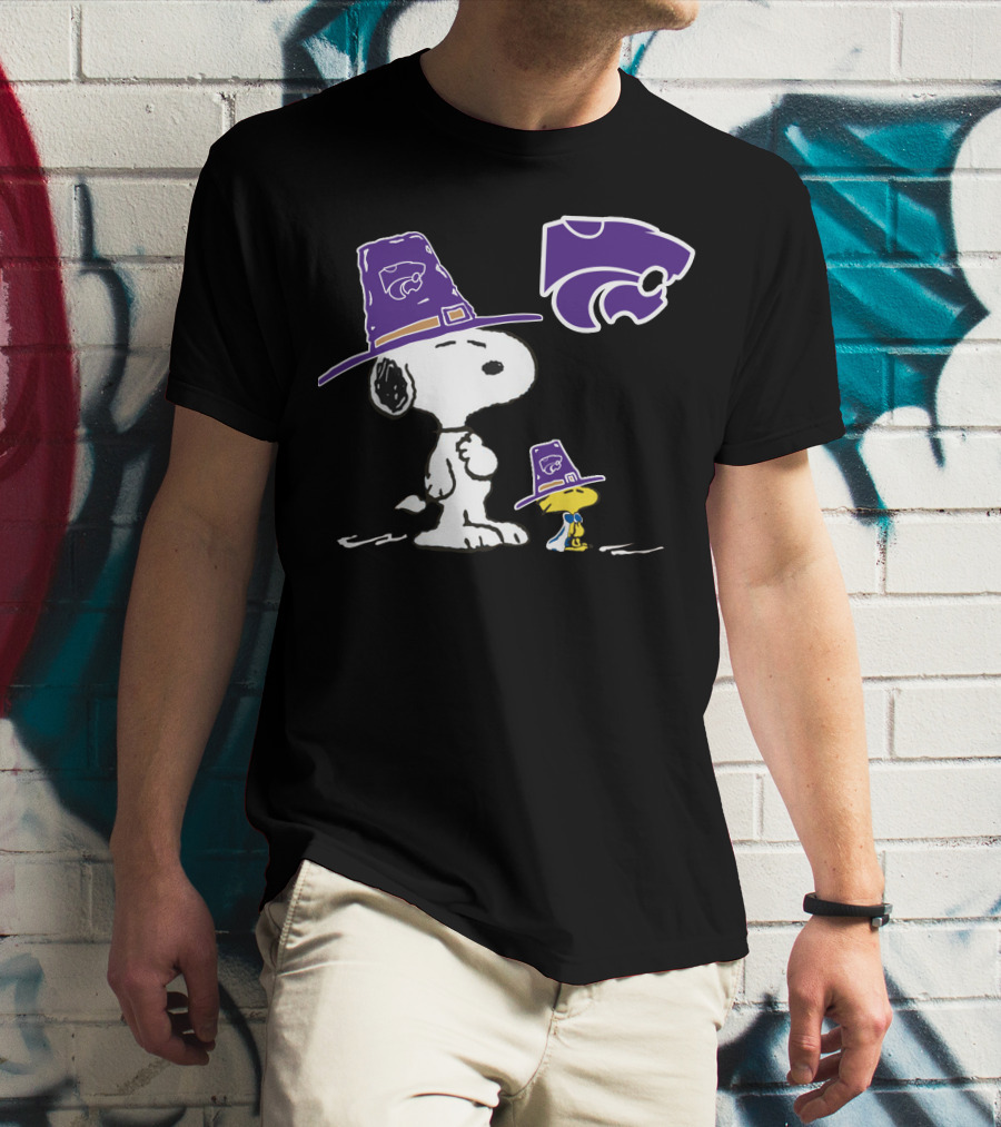 Kansas State Wildcats Snoopy And Woodstock Pilgrim Hats T-Shirt