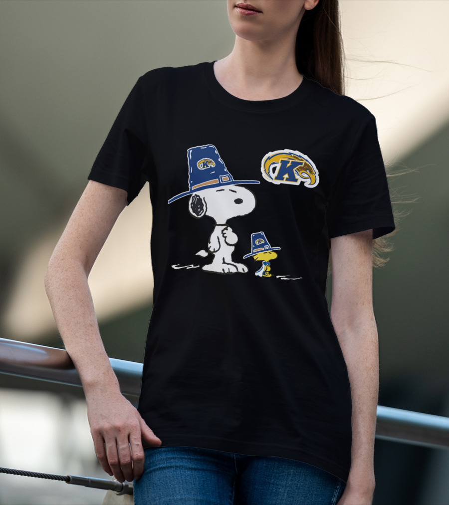 Kent State Golden Flashes Snoopy And Woodstock Pilgrim Hats T-Shirt