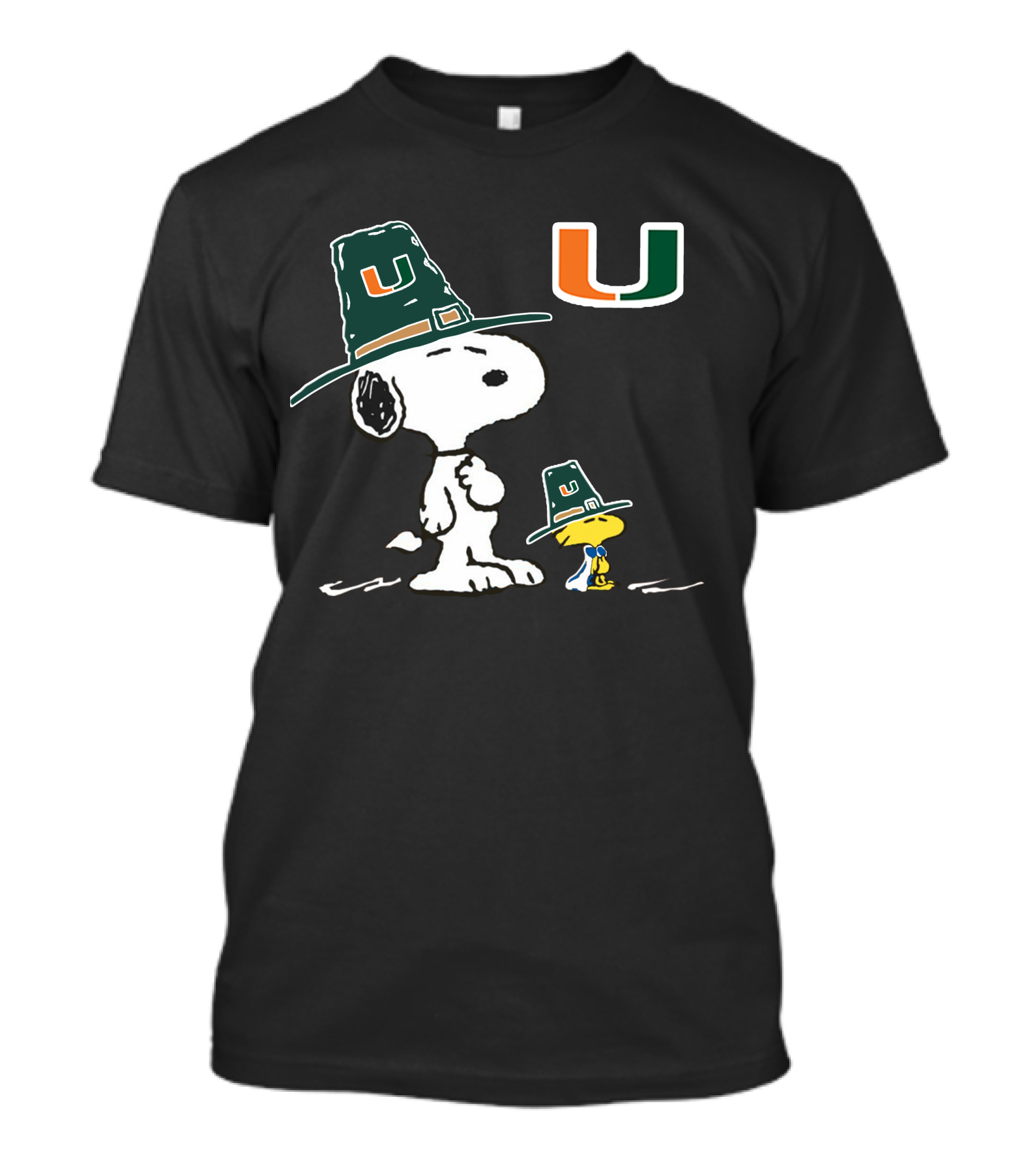 Miami Hurricanes Snoopy And Woodstock With University T-Shirt