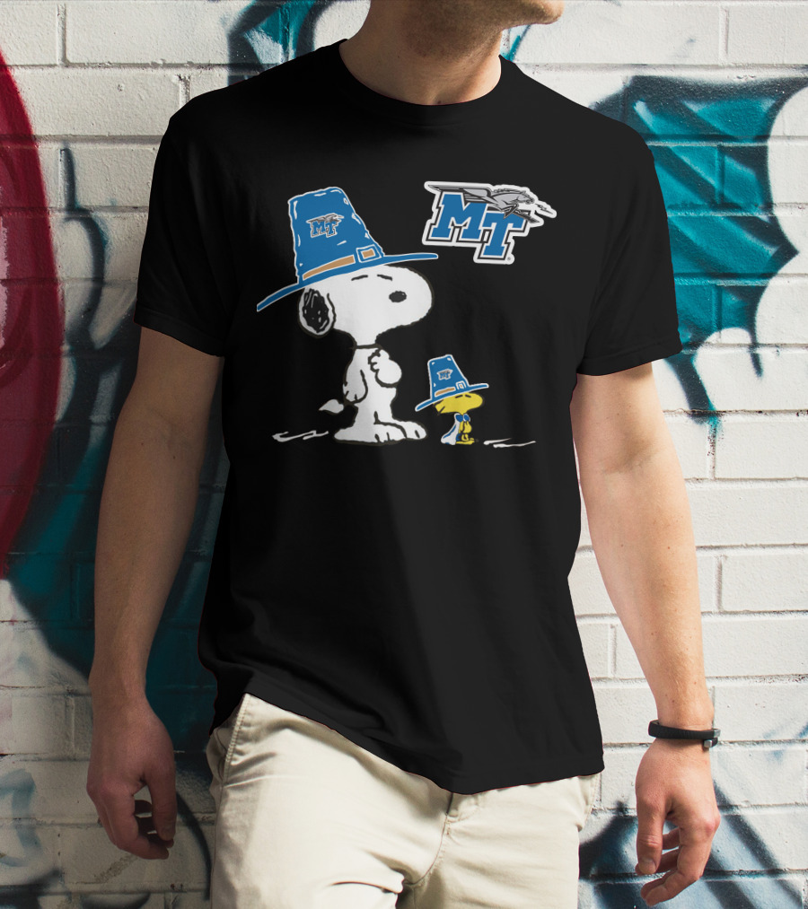 Middle Tennessee Blue Raiders Snoopy And Woodstock With MT T-Shirt