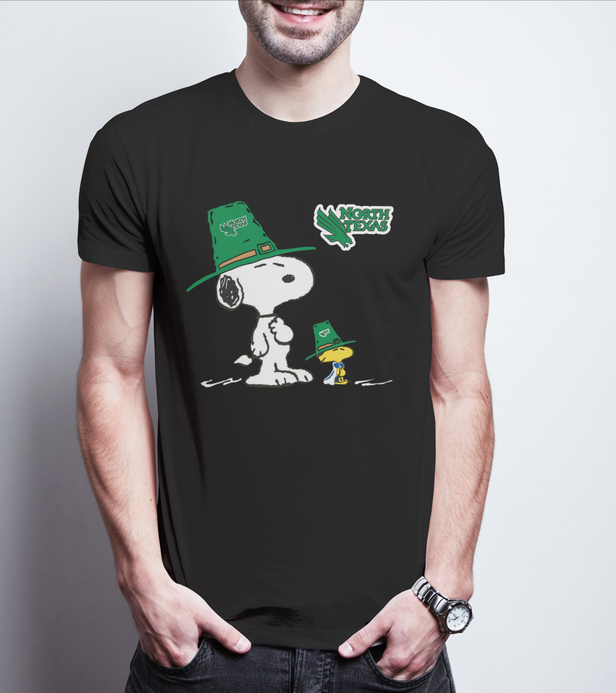 North Texas Mean Green Peanuts Snoopy And Woodstock In Irish Hats T-Shirt