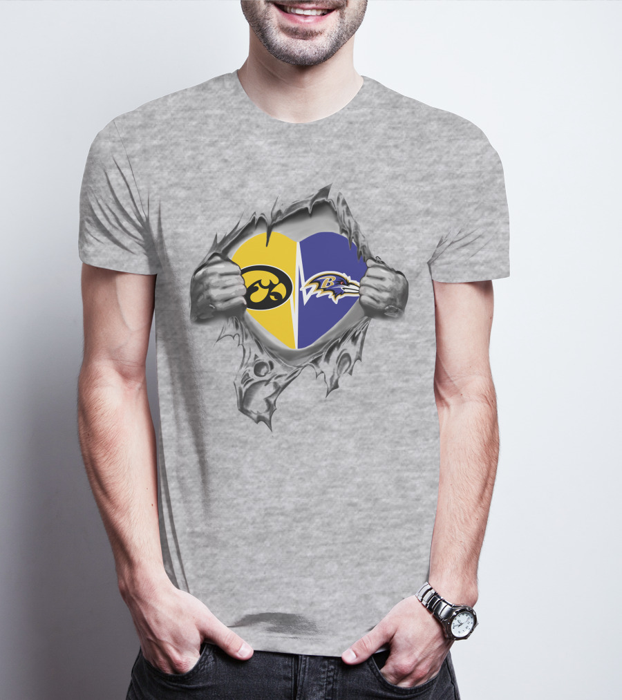 Iowa Hawkeyes Ravens Heart Logo Clash T-Shirt