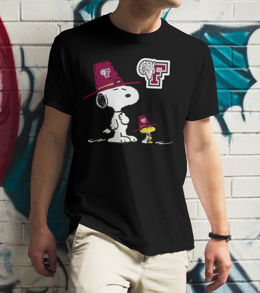 Fordham Snoopy Woodstock Maroon Hats Ram T-Shirt
