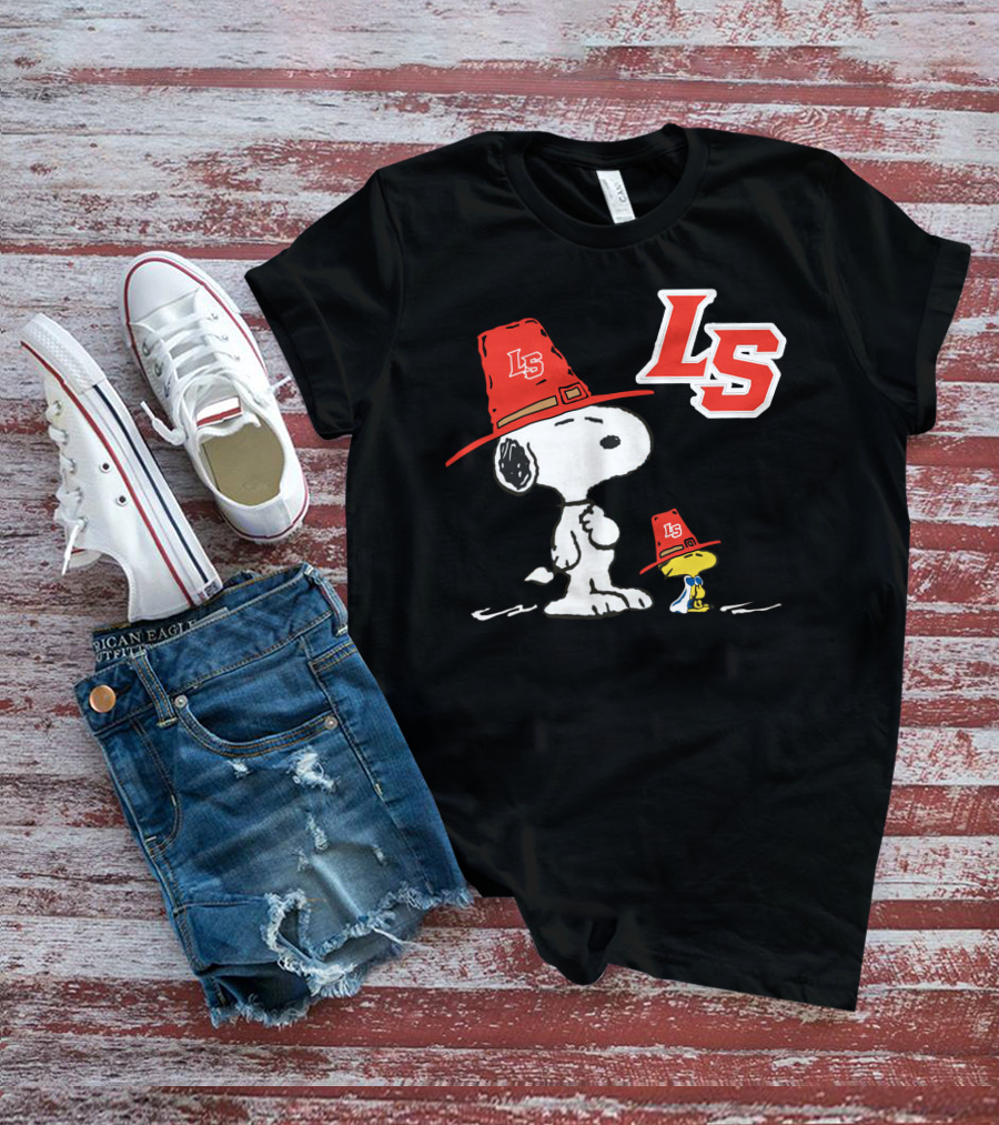 LS La Salle Snoopy And Woodstock With Red Hats T-Shirt