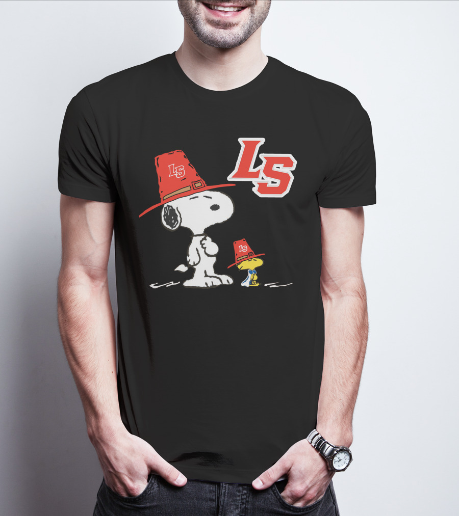 LS La Salle Snoopy And Woodstock With Red Hats T-Shirt