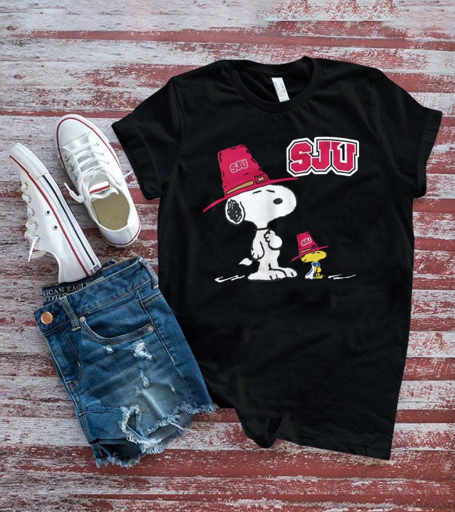 Snoopy SJU Red Hat With Woodstock T-Shirt