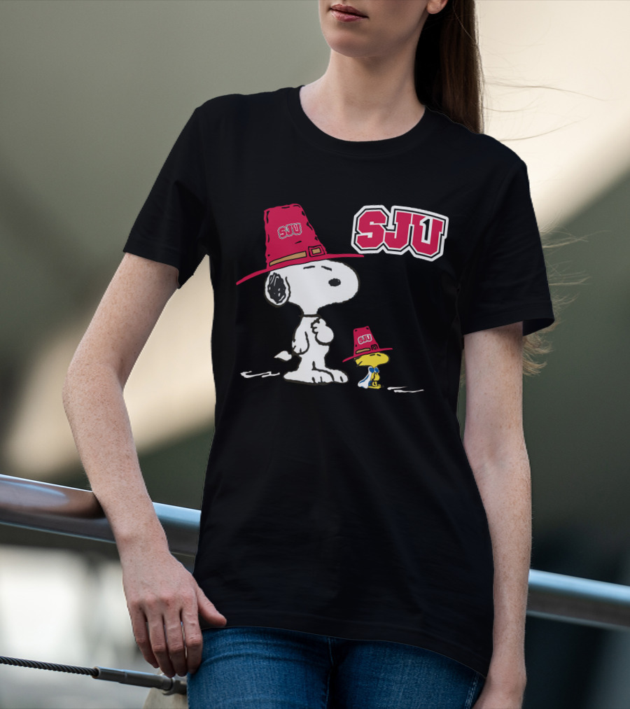 Snoopy SJU Red Hat With Woodstock T-Shirt