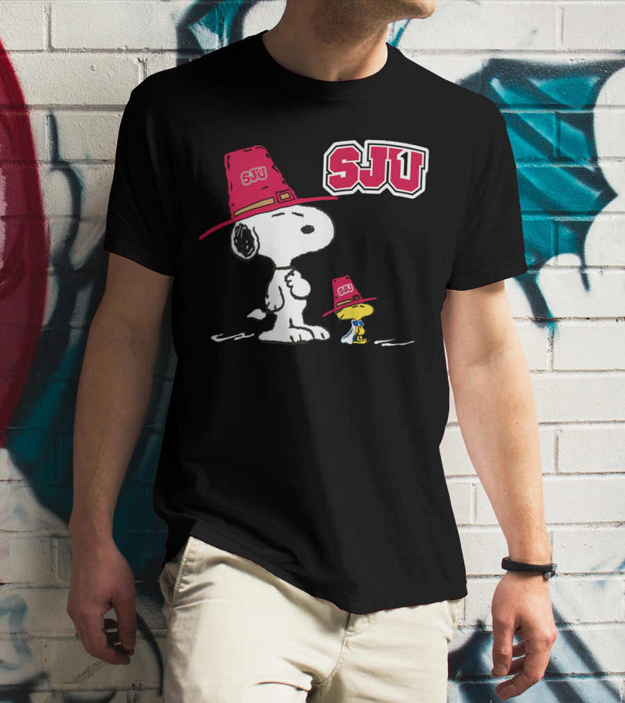 Snoopy SJU Red Hat With Woodstock T-Shirt