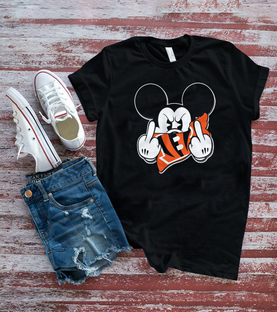 Mickey Mouse Bengals Football Fan Gesture T-Shirt