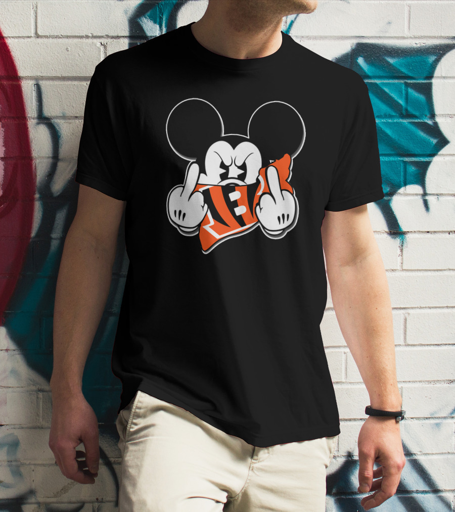 Mickey Mouse Bengals Football Fan Gesture T-Shirt