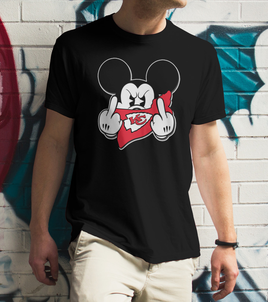 Mickey Mouse Chiefs Kc Red Bandana Gesture T-Shirt